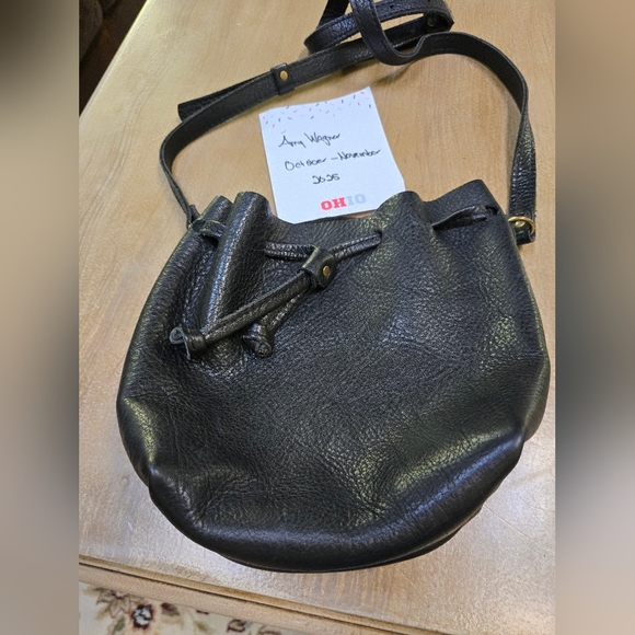 portland leather goods Handbags - Black small bucket bag